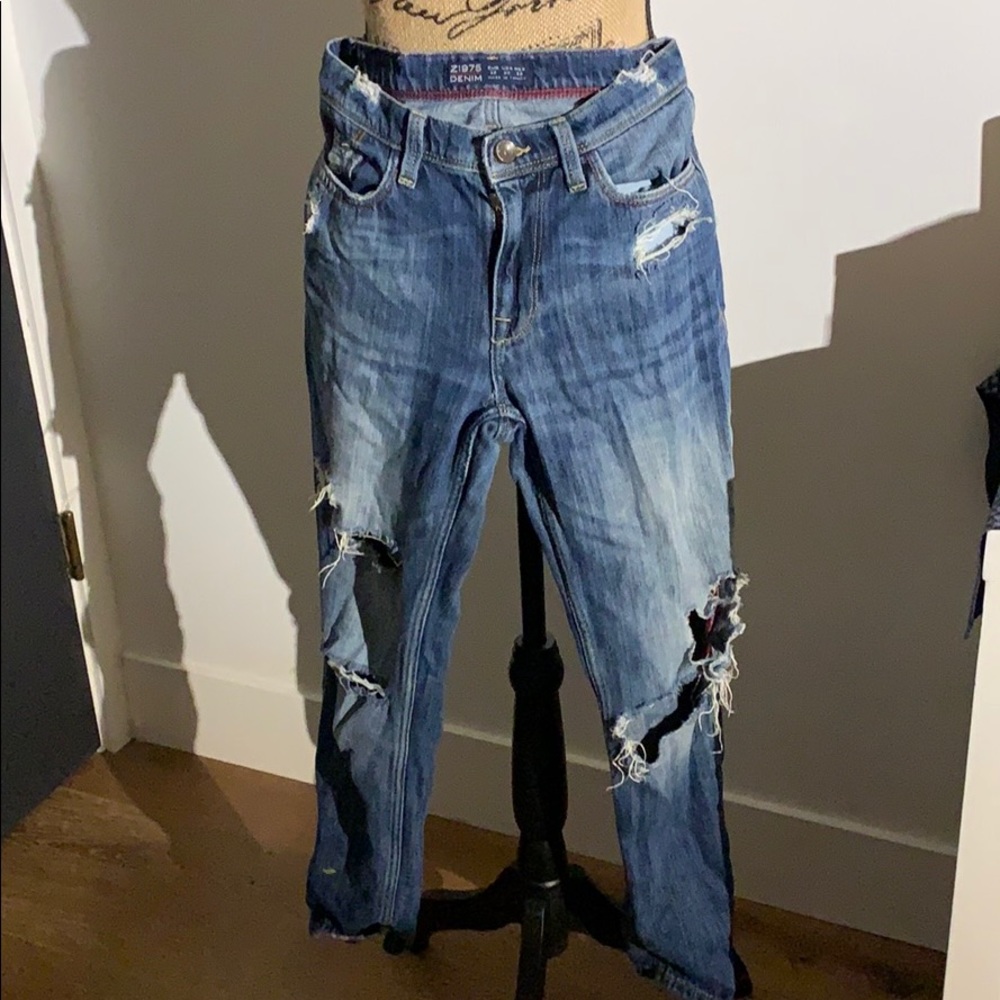Zara denim distressed jeans